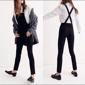 Madewell black skinny overalls